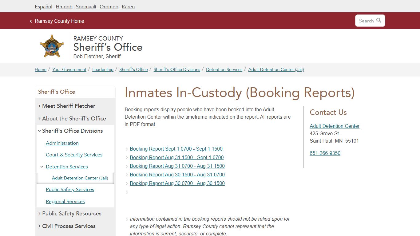 Inmates In-Custody (Booking Reports) 10-09-19 | Ramsey County